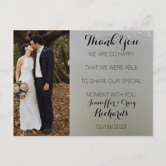 結婚式のフォトポストカード 白い花柄 ポストカード (正面)