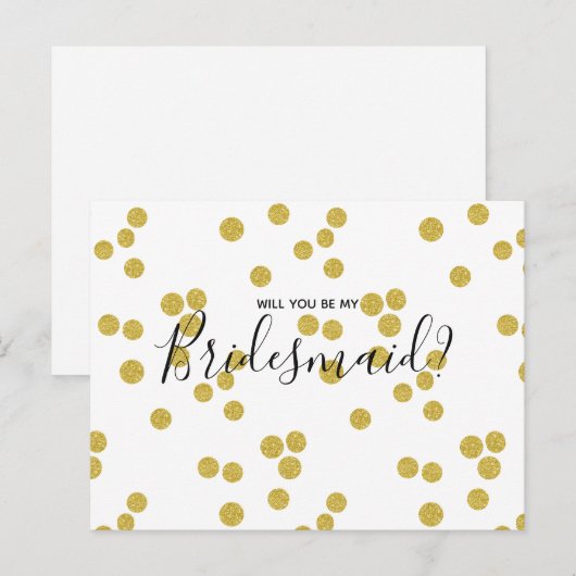 結婚式のブライズメイド | ゴールドコンフェッティスクリプトポストカード インビテーションポストカード (正面/裏面)