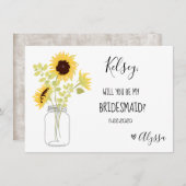 結婚式のブライダルパーティの新婦付添人の提案カード サンキューカード (正面/裏面)