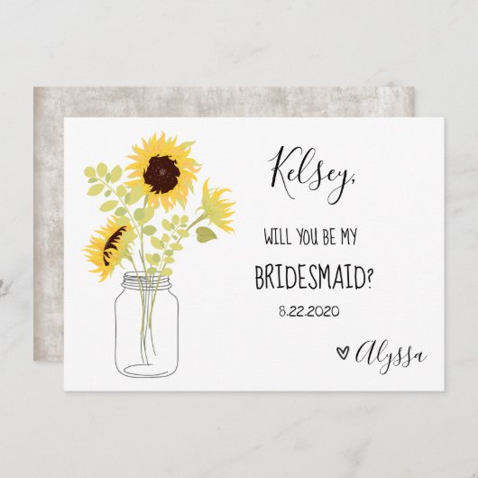 結婚式のブライダルパーティの新婦付添人の提案カード サンキューカード (正面/裏面)