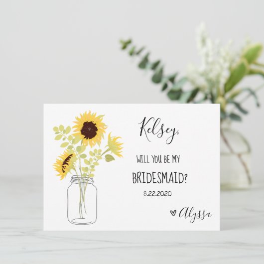 結婚式のブライダルパーティの新婦付添人の提案カード サンキューカード (スタンド正面)