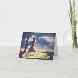 結婚式のブラシの打撃の金ゴールド|の写真ありがとう サンキューカード