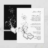 結婚式のブラック＆ホワイトのハートの招待状 招待状 (正面/裏面)