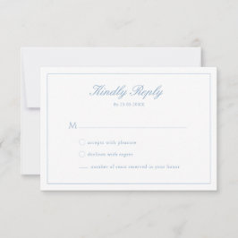 結婚式のブルー スクリプト クレスト モノグラム RSVP カード