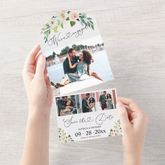 結婚式のプロポーズ&日程のお知らせ(フラワーモチーフ) オールインワン招待状 (貼ってはがせる)