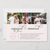 結婚式のプロポーズ 3枚の写真付き 婚約パーティー 招待状 (正面)