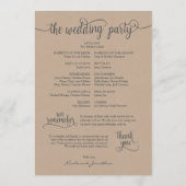 結婚式のプ素朴ログラムカード5x7の書道デザイン プログラム (裏面)