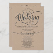 結婚式のプ素朴ログラムカード5x7の書道デザイン プログラム (正面/裏面)