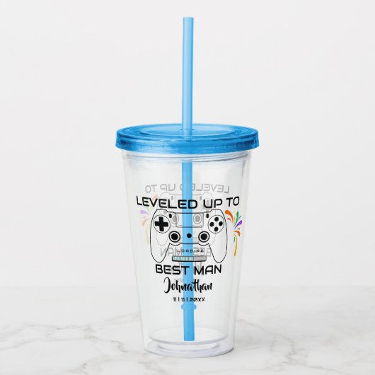 結婚式のベストマンがレベルアップしたゲーマー アクリルタンブラー (正面)