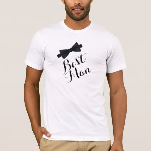 結婚式のベストマン用ブラックボウタイTシャツ Tシャツ
