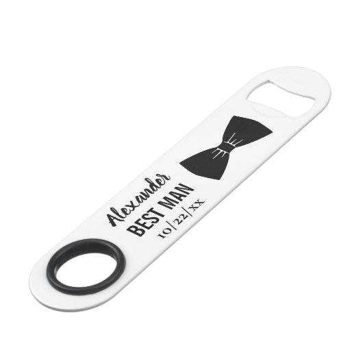 結婚式のベストマン バチェラーパーティー ブラック ボウタイ スピード栓抜き (裏面アングル)