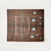 結婚式のマソンジャー照明 ライトバーンダウンの背景 タペストリー (正面(横))