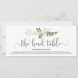 結婚式のメイン卓看板、グリーンとラスティックなスクリプト