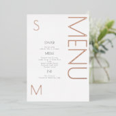 結婚式のメニューカードを豪華に プレスされた紙の当日限定特別メニュー 箔招待状 (立ち正面)