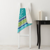 結婚式のモノグラムのいかりの月桂樹のリースの水は縞で飾ります シェルパブランケット (インサイチュ)