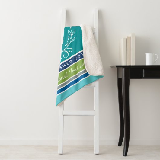 結婚式のモノグラムのいかりの月桂樹のリースの水は縞で飾ります シェルパブランケット (インサイチュ)