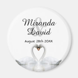 結婚式のモノグラムを名付けたスワンのペア マグネット