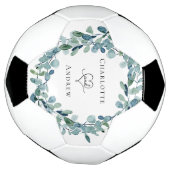 結婚式のユーカリグリーンのリースの名前 サッカーボール (回転)
