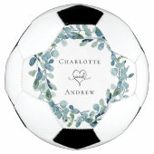 結婚式のユーカリグリーンリースの名前 サッカーボール (正面)