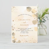 結婚式のユーカリ ゴールド ボタニカル 葉 招待状 (スタンド正面)