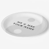 結婚式のライトグレー陰陽紙プレート ペーパープレート (アングル)