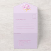 結婚式のライラックの花の水彩写真食事 RSVP オールインワン招待状 (外側)