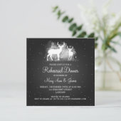 結婚式のリハーサルの夕食の冬のシカの輝きの黒 招待状 (スタンド正面)