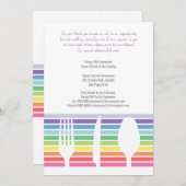 結婚式のリハーサルの夕食の虹の食事用器具類の招待 招待状 (正面/裏面)