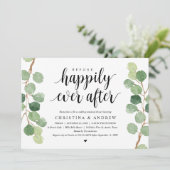 結婚式のリハーサルディナー。グリーン ユーカリ 招待状 (スタンド正面)