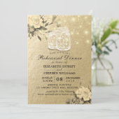 結婚式のリハーサルディナー フローラル メイソンジャー ライト 招待状 (スタンド正面)