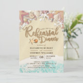 結婚式のリハーサルディナー 夏のビーチ タツノオトシゴ 招待状 (スタンド正面)