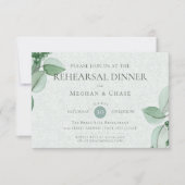 結婚式のリハーサル | エレガントな水彩画 ユーカリ 招待状 (正面)