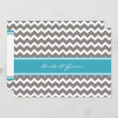 結婚式のレセプションのみグレーティール（緑がかった色）シェブロン 招待状 (正面/裏面)