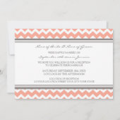 結婚式のレセプションのみ灰色サンゴのシェブロン 招待状 (裏面)