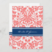 結婚式のレセプションのみ青サンゴダマスク 招待状 (正面/裏面)