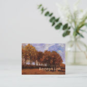 結婚式のレセプションカード秋の結婚式。 エンクロージャーカード (スタンド正面)