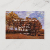 結婚式のレセプションカード秋の結婚式。 エンクロージャーカード (裏面)