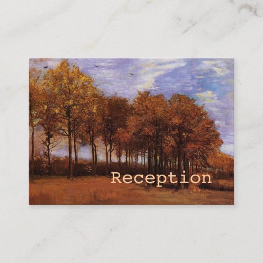 結婚式のレセプションカード秋の結婚式。 エンクロージャーカード (正面)
