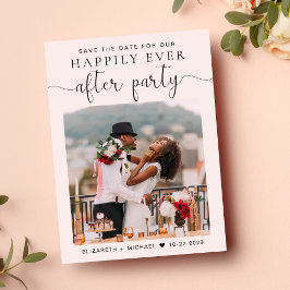 結婚式のレセプション後のパーティー写真の保存日付 案内ポストカード