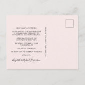 結婚式のレセプション後のパーティー写真の保存日付 案内ポストカード (裏面)