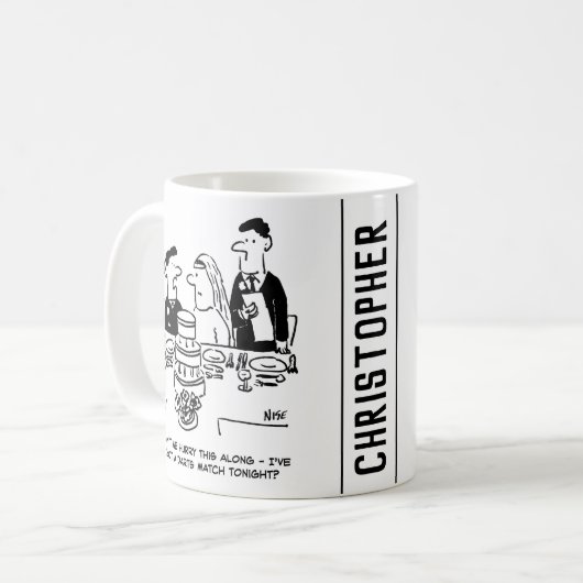 結婚式のレセプション花婿はダーツマッチ コーヒーマグカップ (正面左)