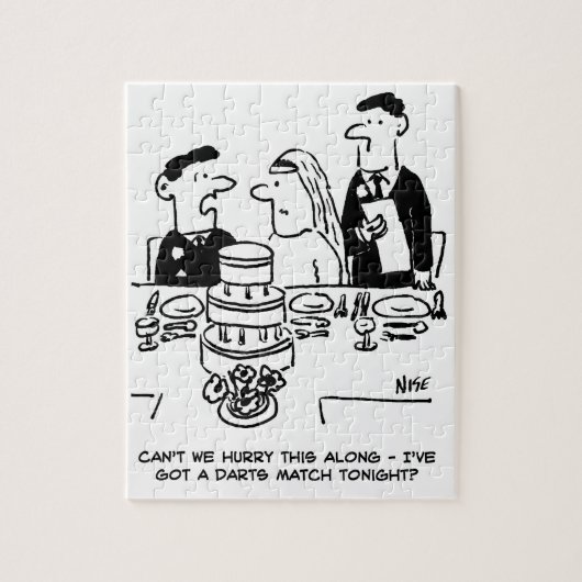 結婚式のレセプション花婿はダーツマッチ ジグソーパズル (縦)