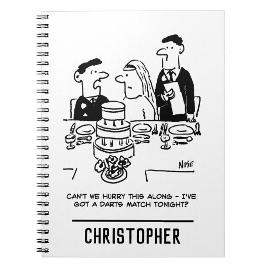 結婚式のレセプション花婿はダーツマッチ ノートブック (正面)
