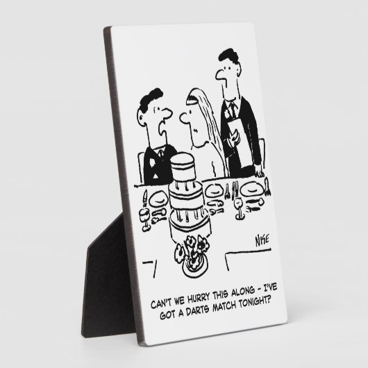 結婚式のレセプション花婿はダーツマッチ フォトプラーク (側面)