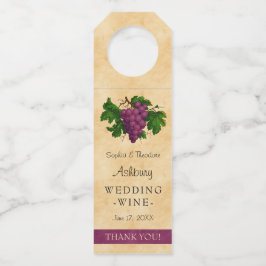 結婚式のワインのエレガントなヴィンテージのブドウは|感謝していしています ボトルネックタグ