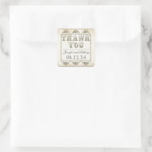 結婚式のヴィンテージのタイポグラフィのシールをありがとう スクエアシール (バッグ)