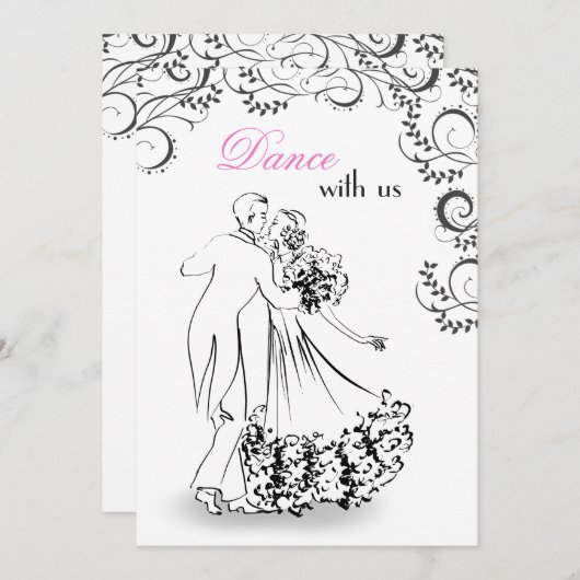 結婚式のヴィンテージのダンスのカップルの招待状 招待状 (正面/裏面)