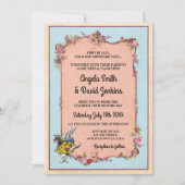 結婚式の不思議の国のウサギのヴィンテージの花の招待 招待状 (正面)