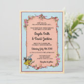 結婚式の不思議の国のウサギのヴィンテージの花の招待 招待状 (スタンド正面)