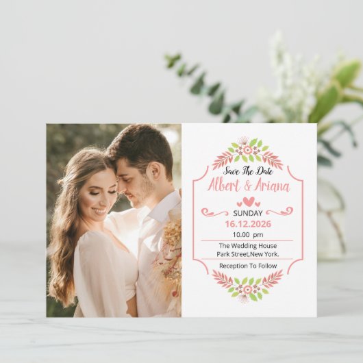 結婚式の事前案内カード 招待状 (スタンド正面)